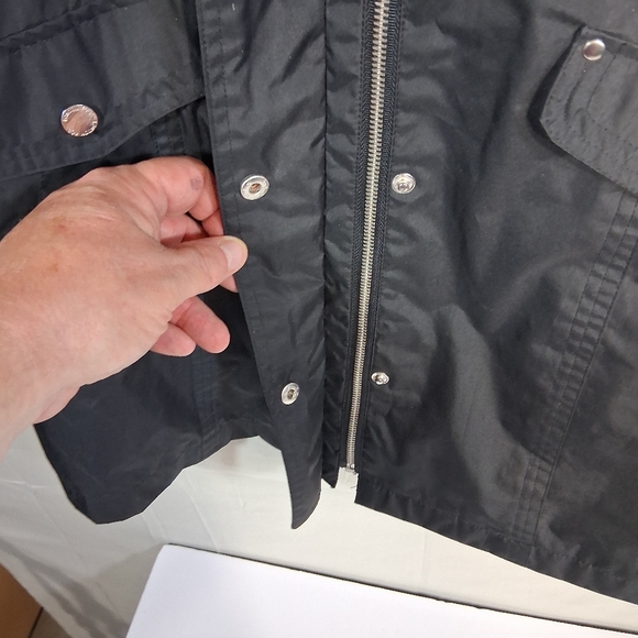 Women's Small London Fog "Bells and Whistles" Black Mesh Lined Rain Jacket/Coat - Picture 9 of 14